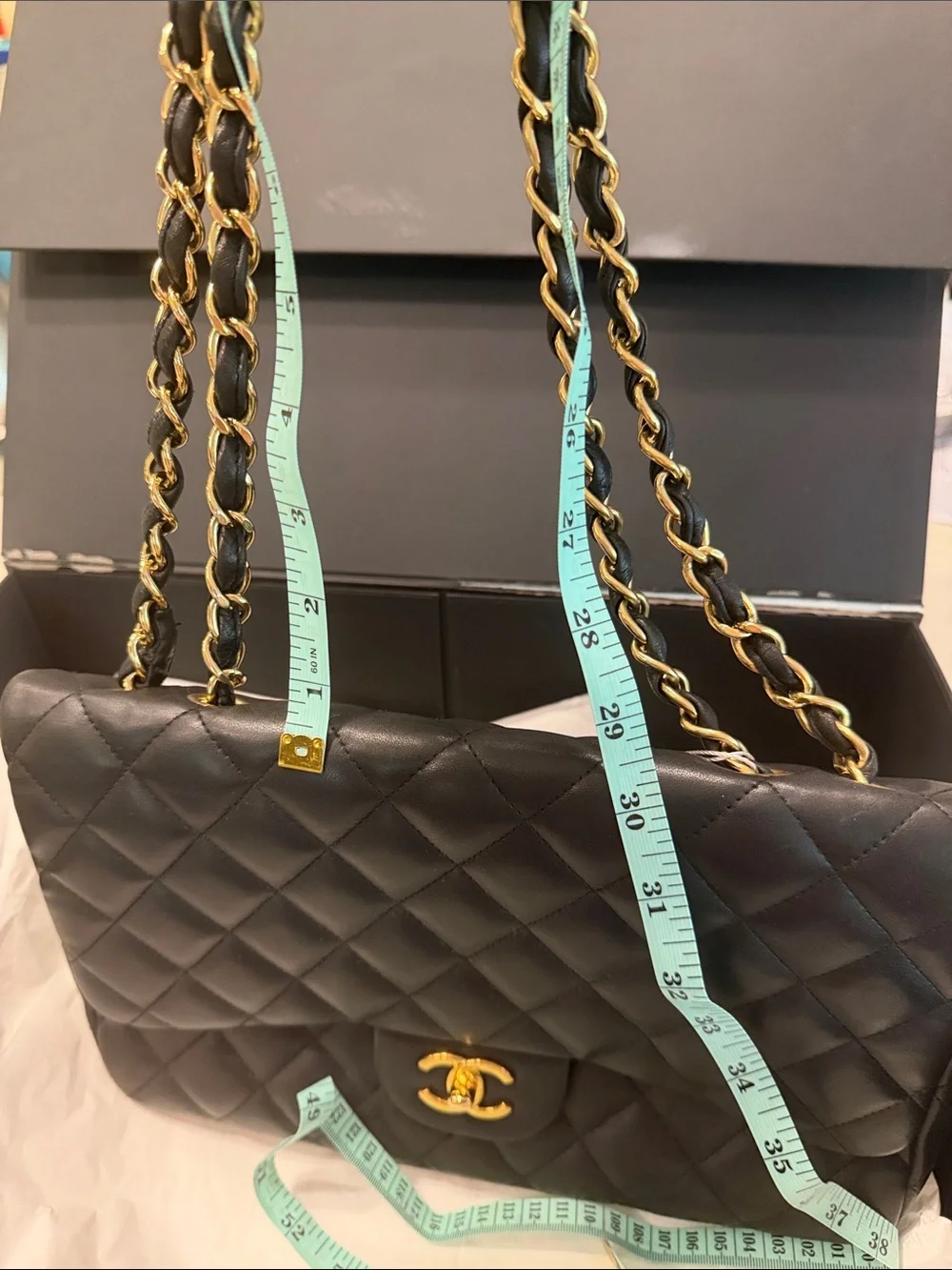 Chanel Jumbo Classic Single Flap Bag Quilted Caviar